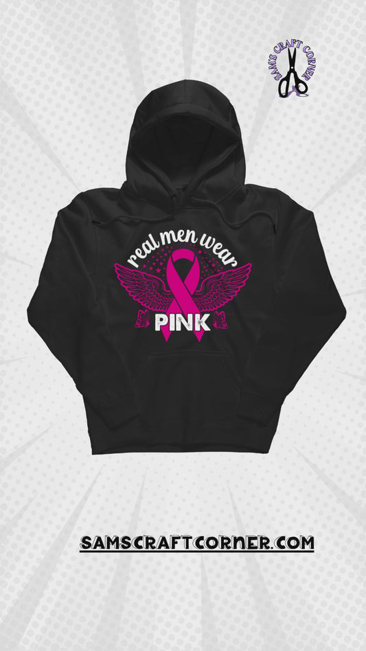 MEN WEAR PINK SUPPORT HOODIE